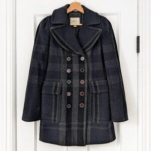 $485 COUNTRY ROAD Australia Wool Plaid Pea Coat